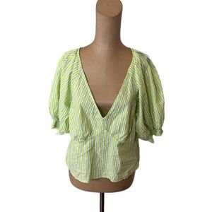 Sanctuary Women’s Green Striped Blouse Top size medium